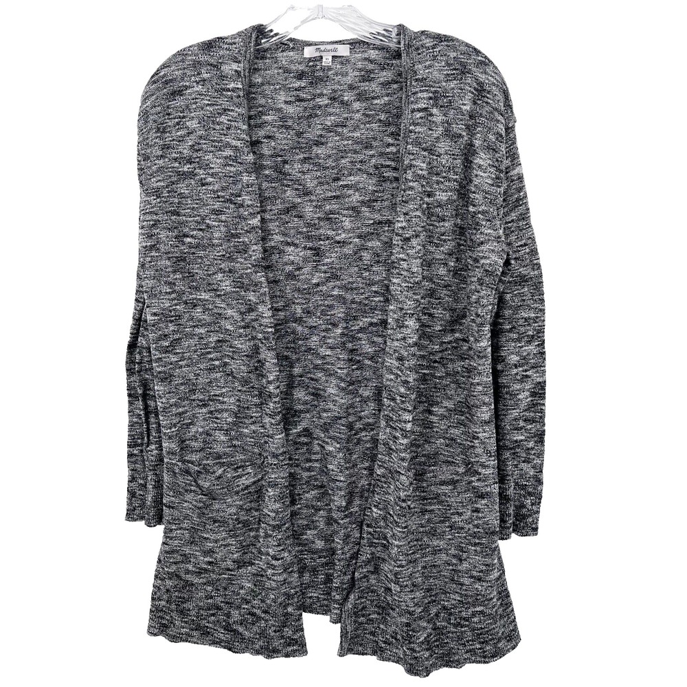 MADEWELL Women's Size XS Heather Black Long-Sleeve Open-Front Cardigan Sweater